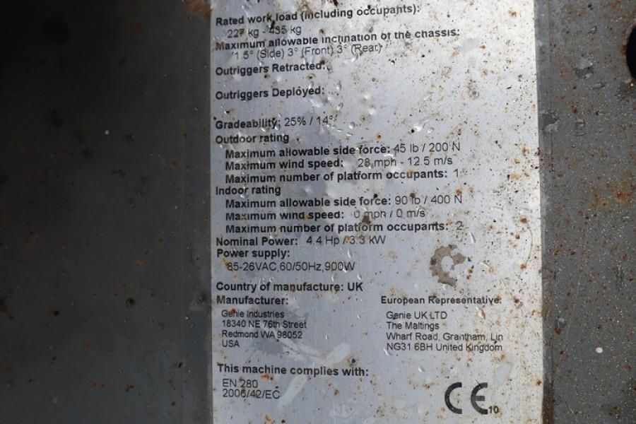 Genie GS1932 Electric, Working Height 7.8 m, 227kg Capac