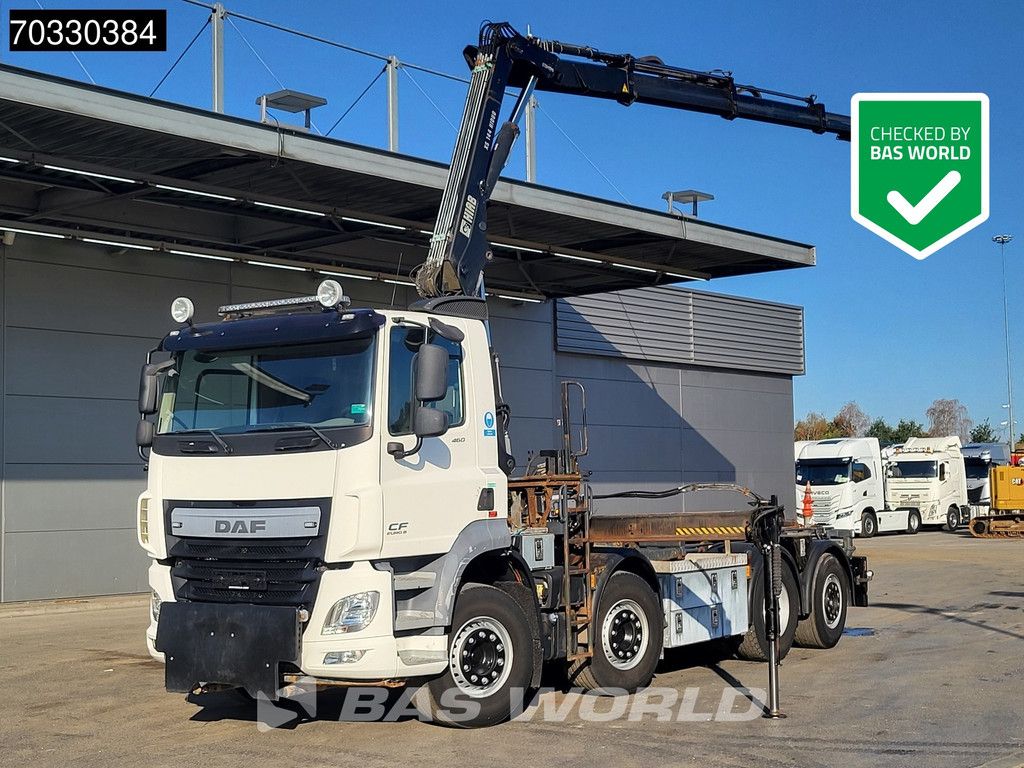 DAF CF 460 8X2 HIAB 144 B-3 HIDUO Crane kran Cable lift Lift+steering axle Euro 6