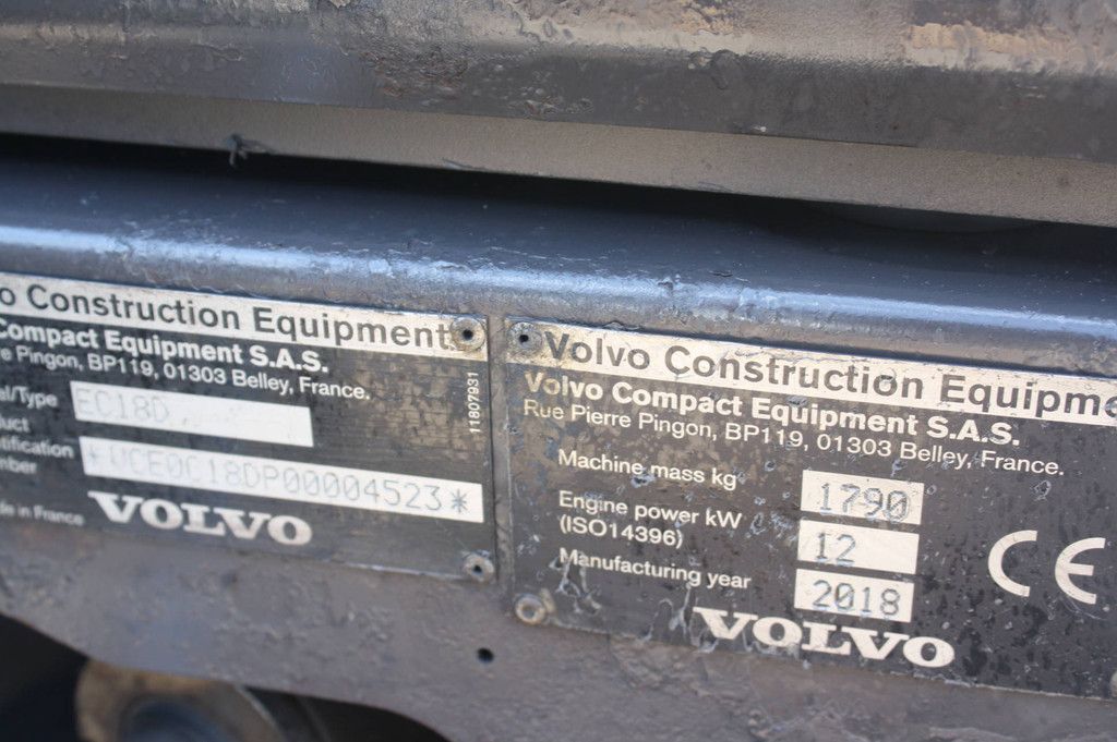 Minibagger Volvo EC18D Diesel 12kW 2018