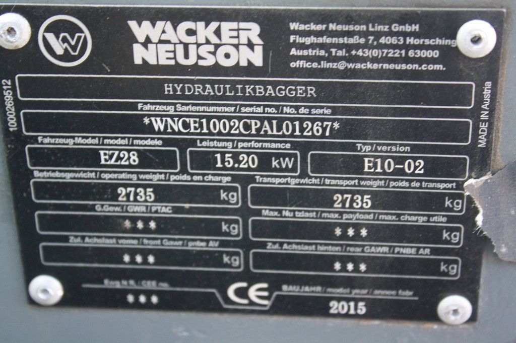 Minigraver Wacker Neuson EZ28 Diesel 2015