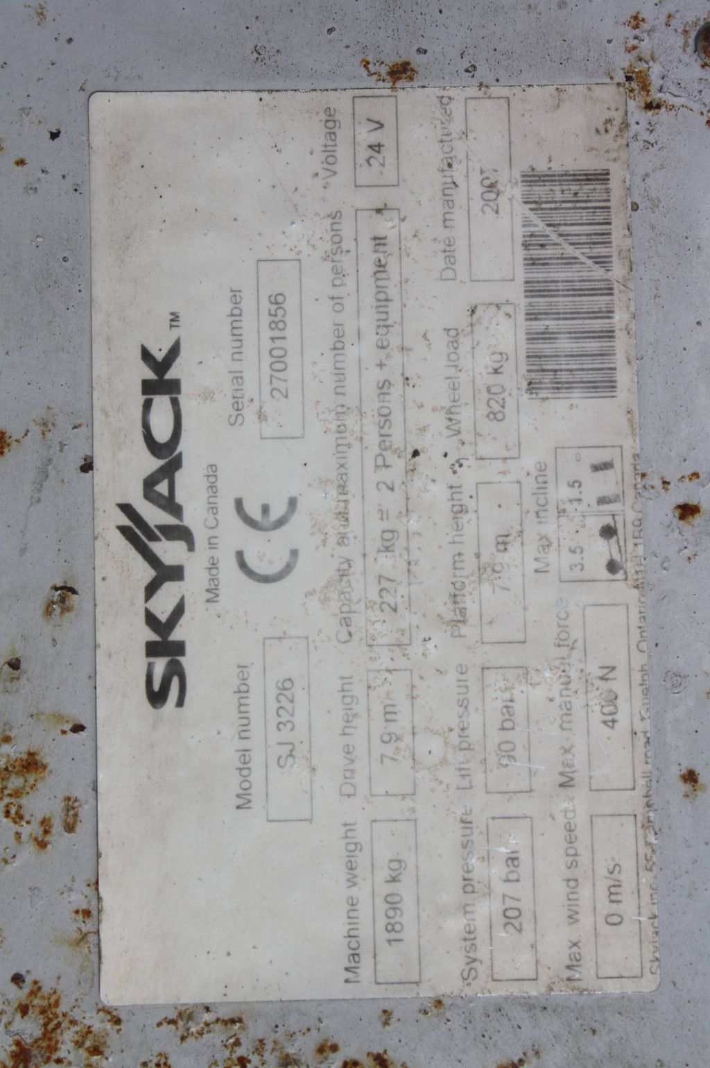 Scherenbühne SkyJack SJ3226 Elektrisch 9,7 m 2007