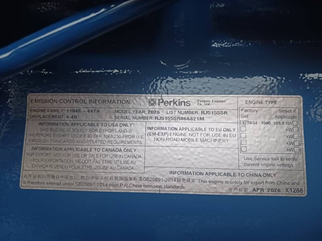 FG Wilson P110-3 - 110 kVA Genset - DPX-16008