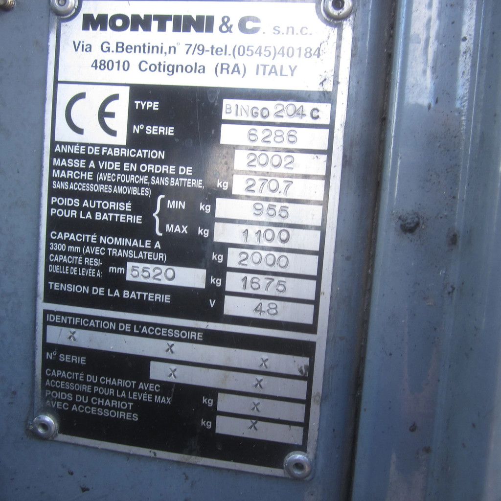 Montini Bingo 204, elektrisch, triplex, side shift.