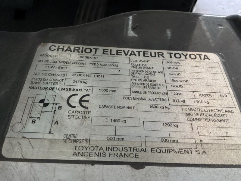 2019 Toyota Traigo 48 16/8FBEK16T Electric Forklift