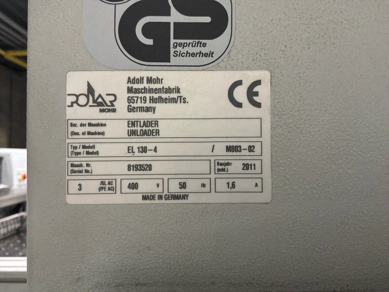 2011 Polar EL 130-4 Automatic Unloader for a Cutting Machine
