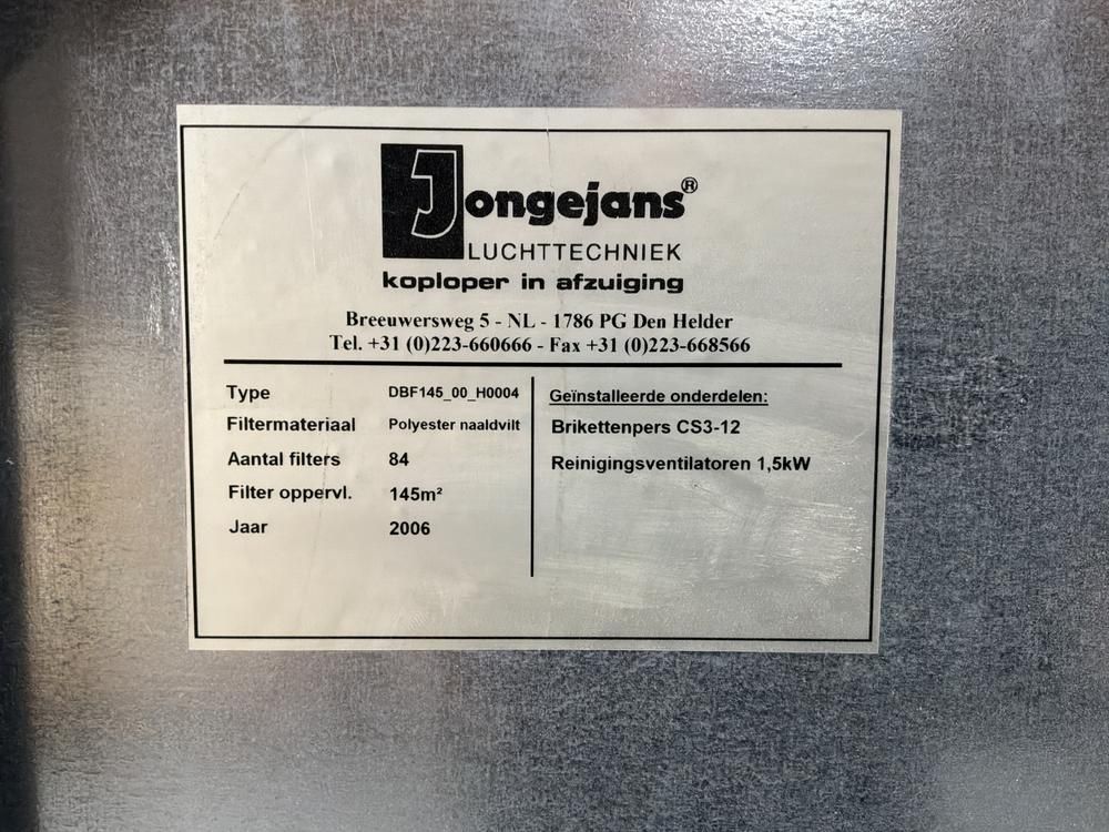 2006 Jongejans Filter Extraction System with Container Press