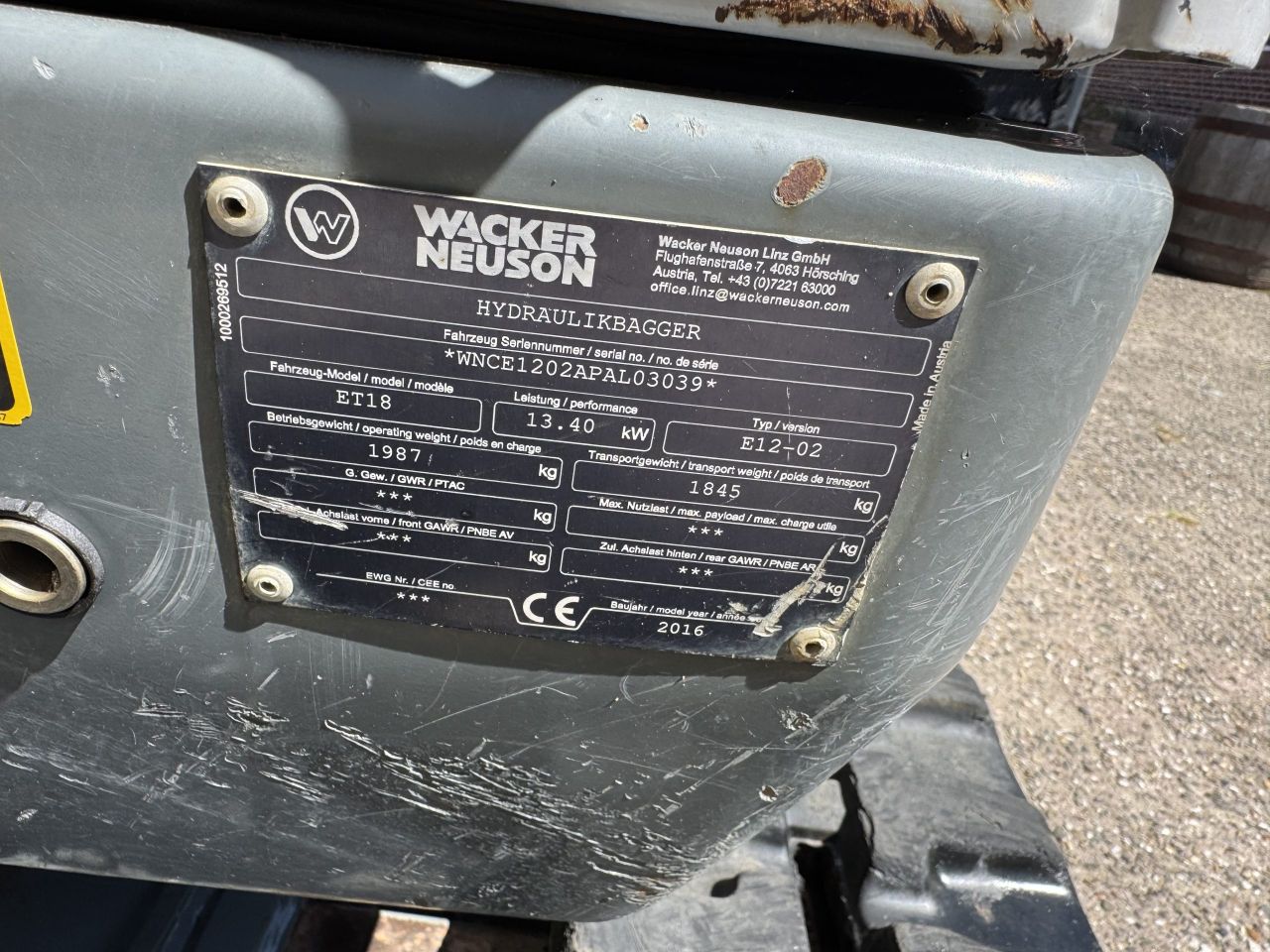 Wacker Neuson ET18 minigraver / graafmachine / minikraan