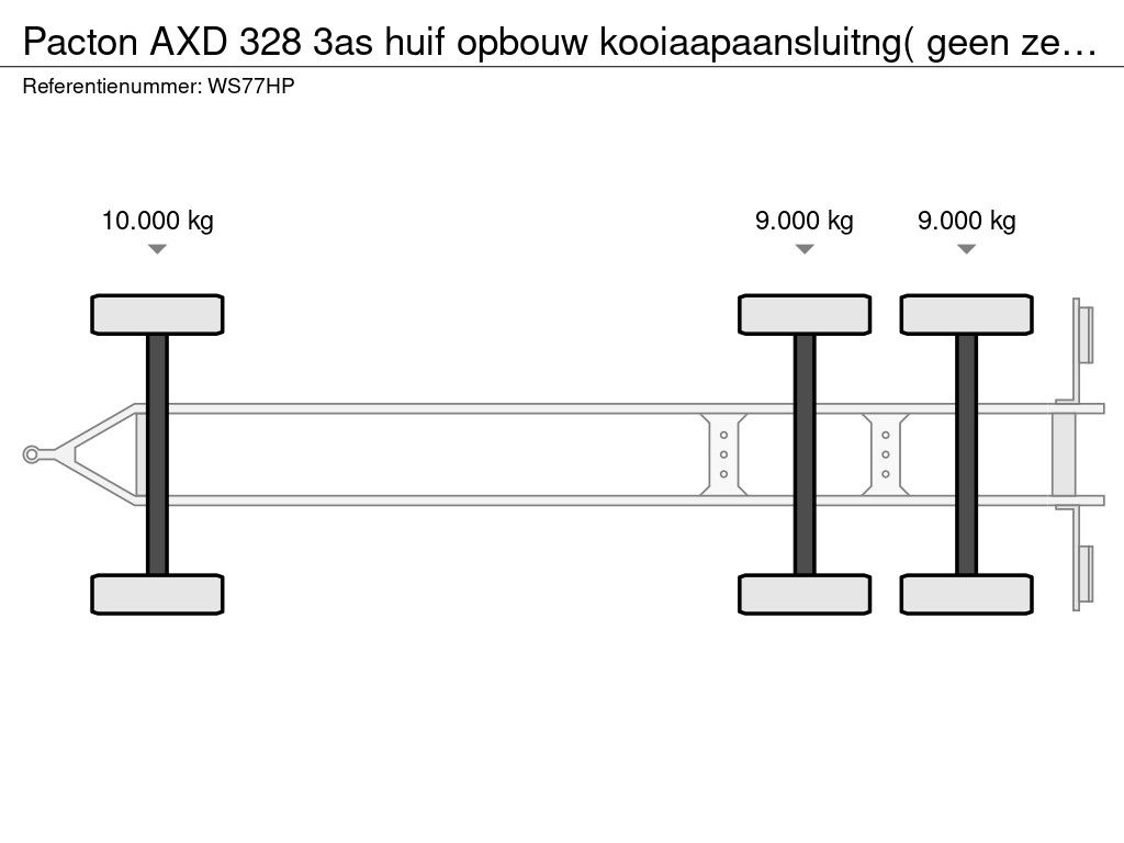 Pacton AXD 328 3as huif opbouw kooiaapaansluitng( geen zeilen)