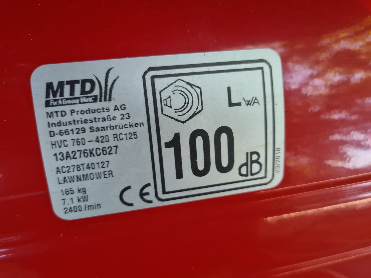 MTD RC 125 zitmaaier met opvangbak als nieuw.