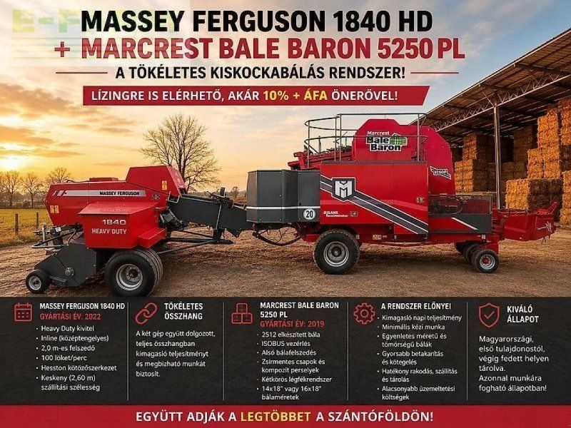 Massey Ferguson 1840 hd + marcrest bale baron 5250 pl