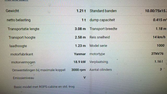 Wacker Neuson 1001 Wieldumper Hoogkiep Knikshovel Knikdumper