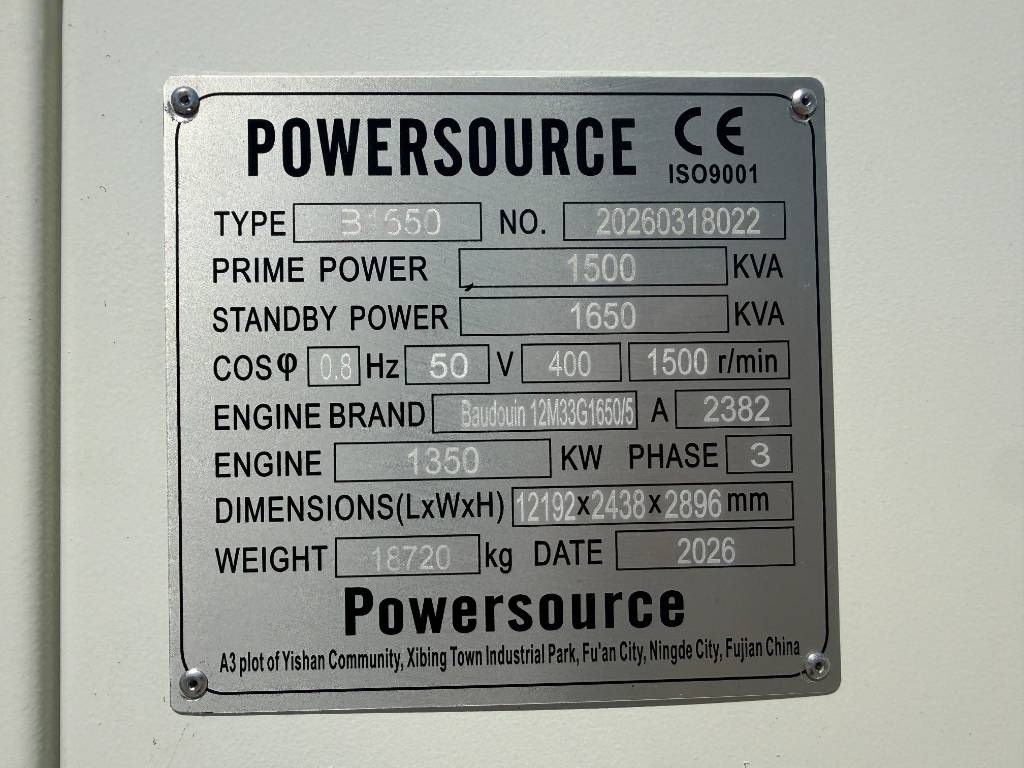 Baudouin 12M33G1650/5 - 1650 kVA generator - DPX-19884