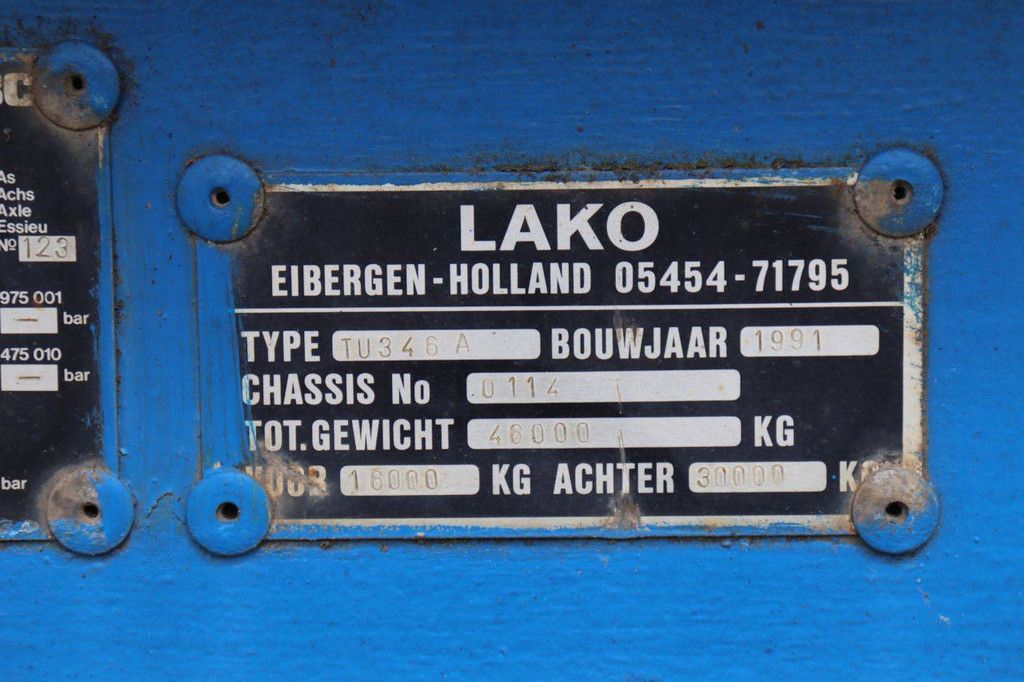 Flachbett-Sattelauflieger Lako TU346A 48t 1991