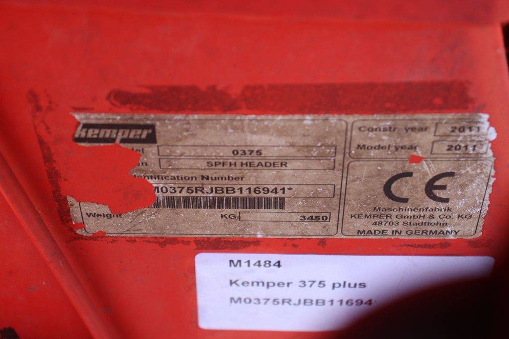 Maize header Kemper 375 Plus 2011