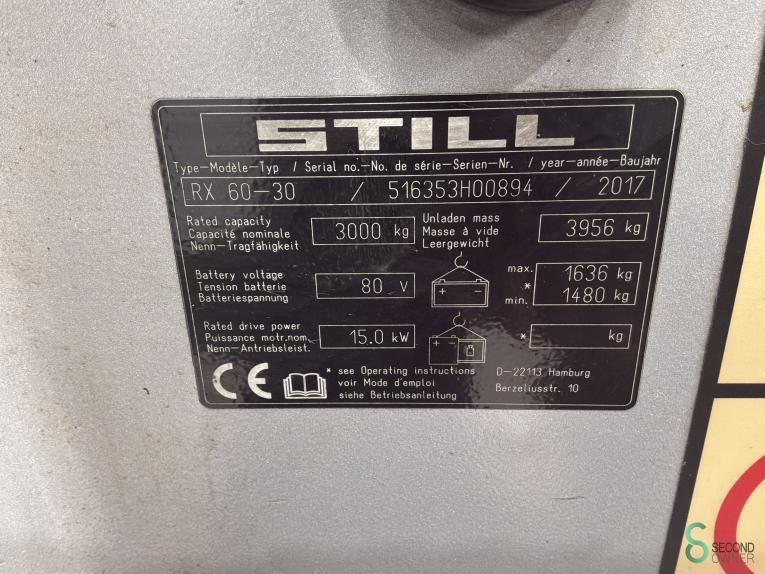 Forklifts Electric Still RX60-30 2017 Hours 4650 Triplex