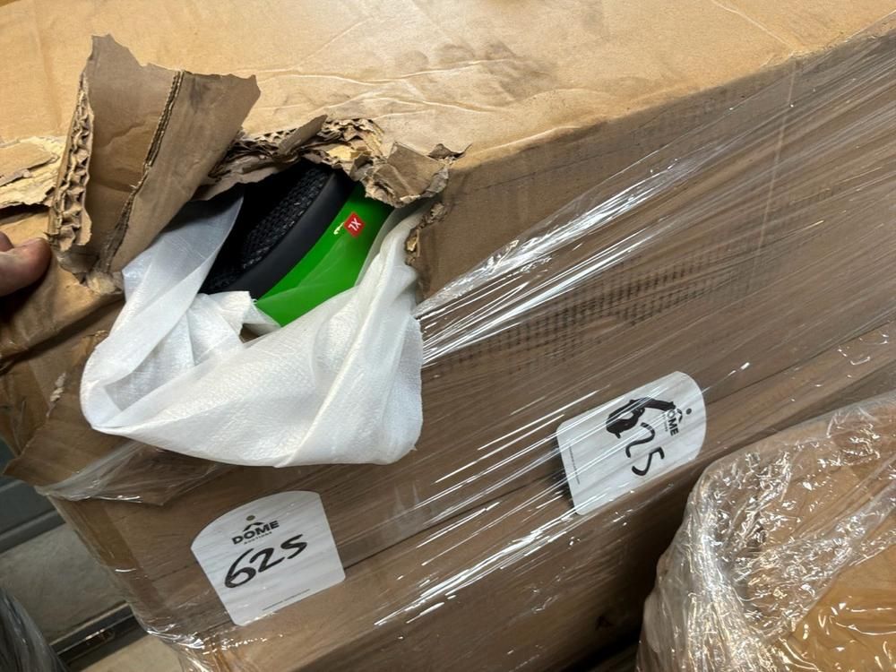 Super Soco Cux handlebars, spoilers, hand brakes, pallet of unused helmets, controllers (12x)