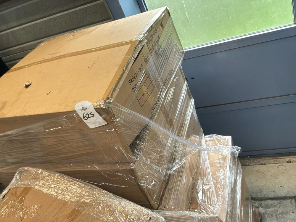 Super Soco Cux handlebars, spoilers, hand brakes, pallet of unused helmets, controllers (12x)