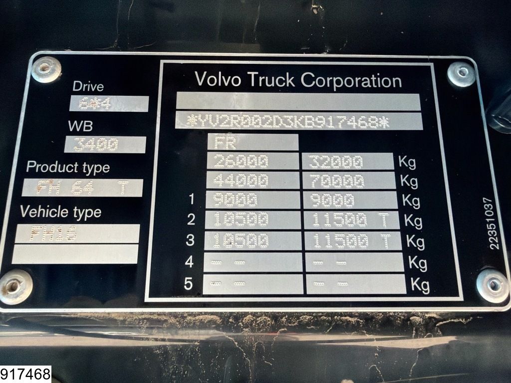 Volvo FH16 650 6x4, EURO 6, Retarder, 70.000KG
