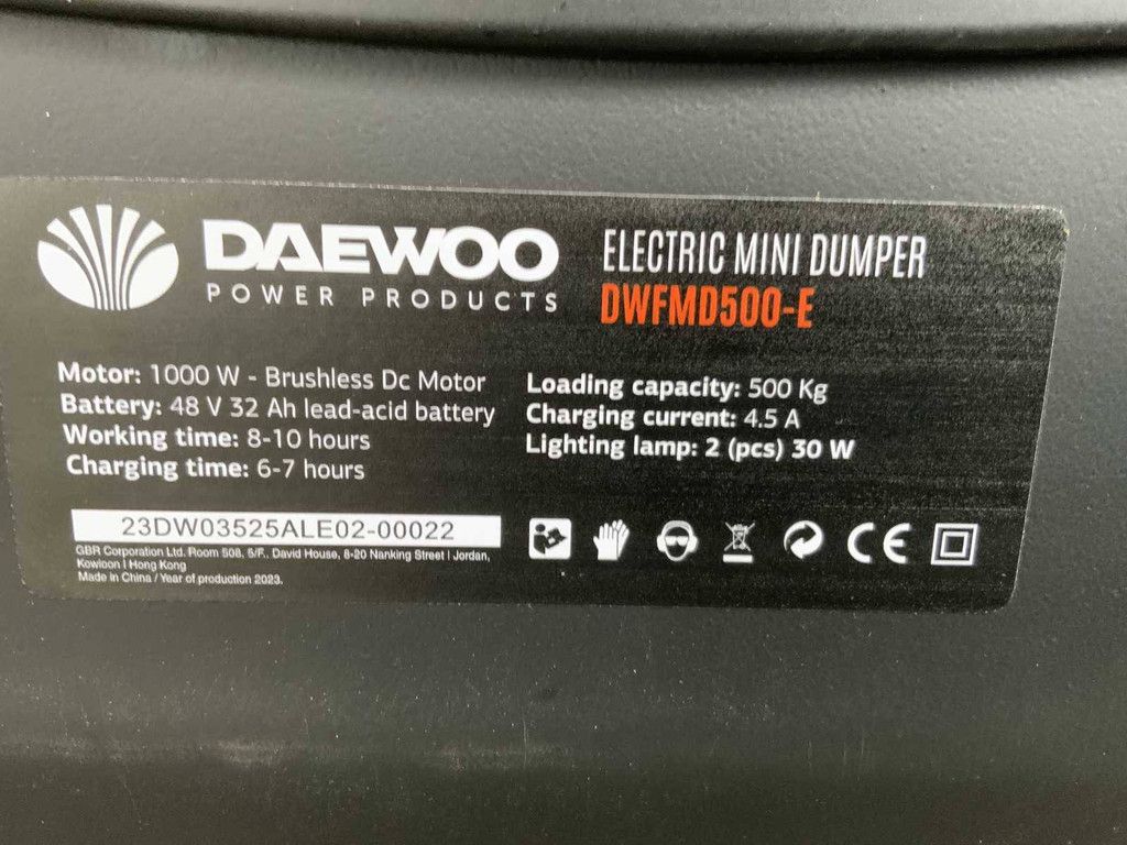 Mini dumper Daewoo DWFMD500-E Electric