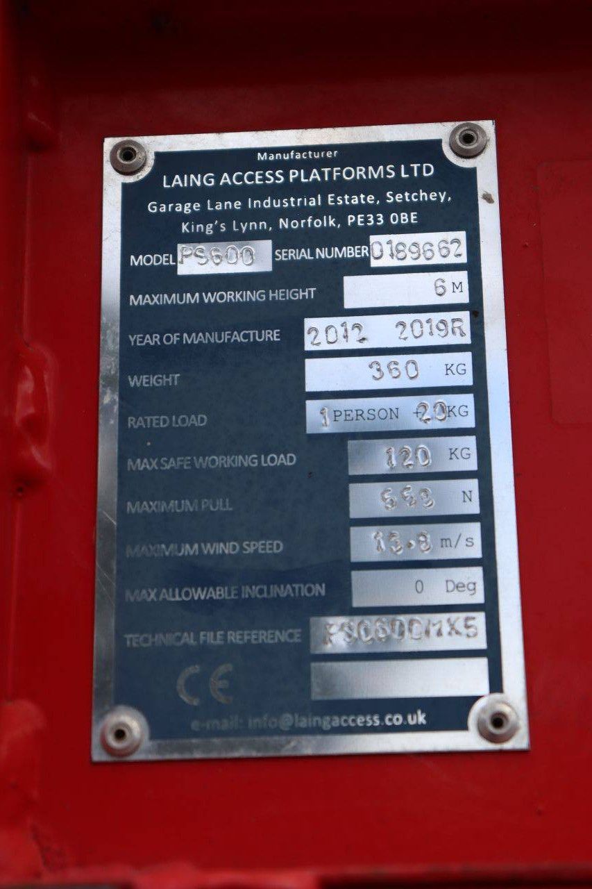 Scissor Lift Laing Access Platforms PS600 Manual 6m 2012