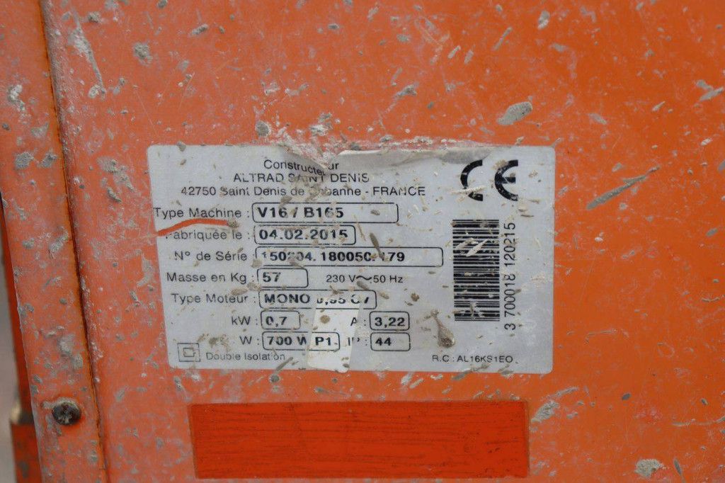 Altrad V16/B165 Electric Concrete Mixer 2015