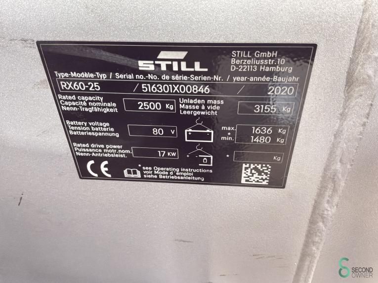 Forklifts Electric Still RX60-25 2020 Hours 461 3+4th Valve