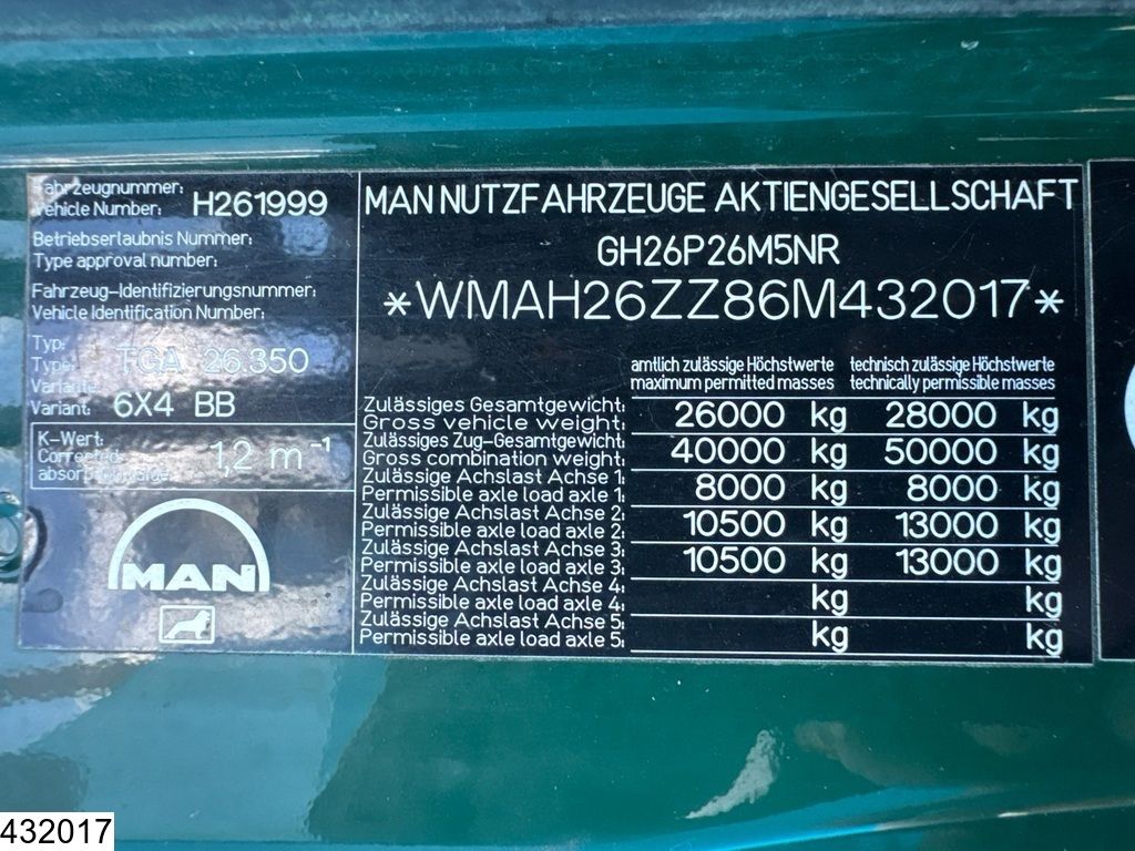 MAN TGA 26 350 Manual gearbox, Steel suspension