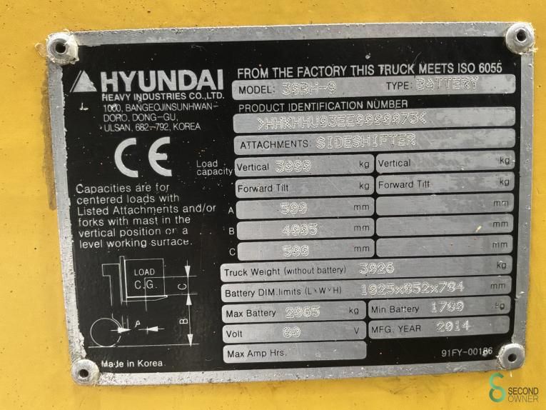 Forklifts Electric Hyundai 30BH-9 2014 Hours 5581 Triplex