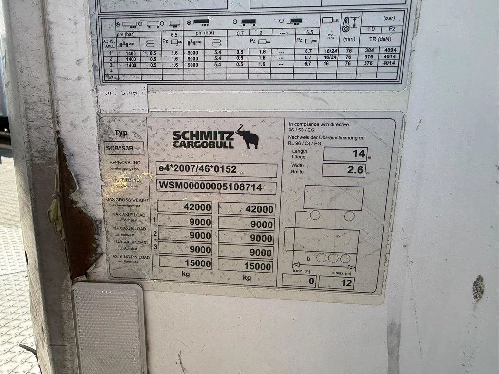 Schmitz Cargobull N/A Dak/Roof Schade/Damage Carrier Vector 1550 2X Liftas