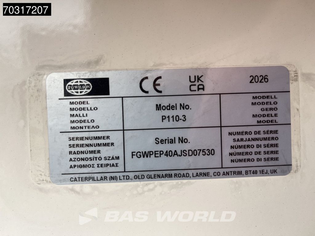 FG Wilson P110-3 110KVA - Perkins engine - Leroy Somer ALT - Warranty