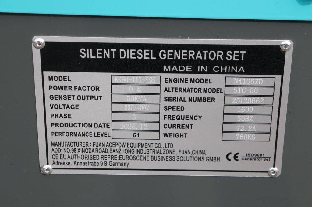 Generator Kawakenki KK50-III-SSS Diesel 2025 50kVA Neu