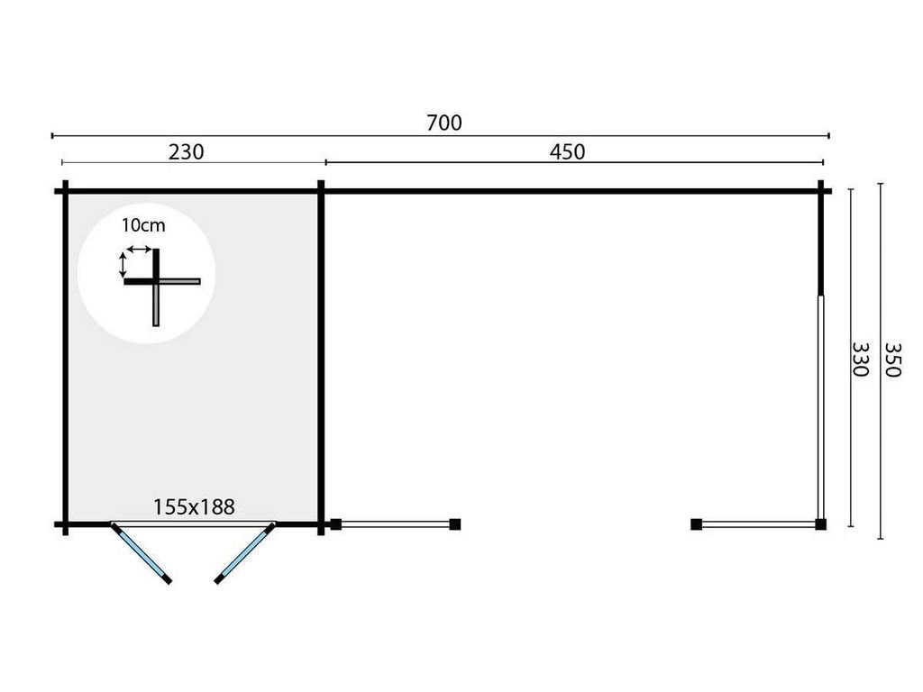 Log Cabin - Garden House Kukka 230x350x279cm (New)