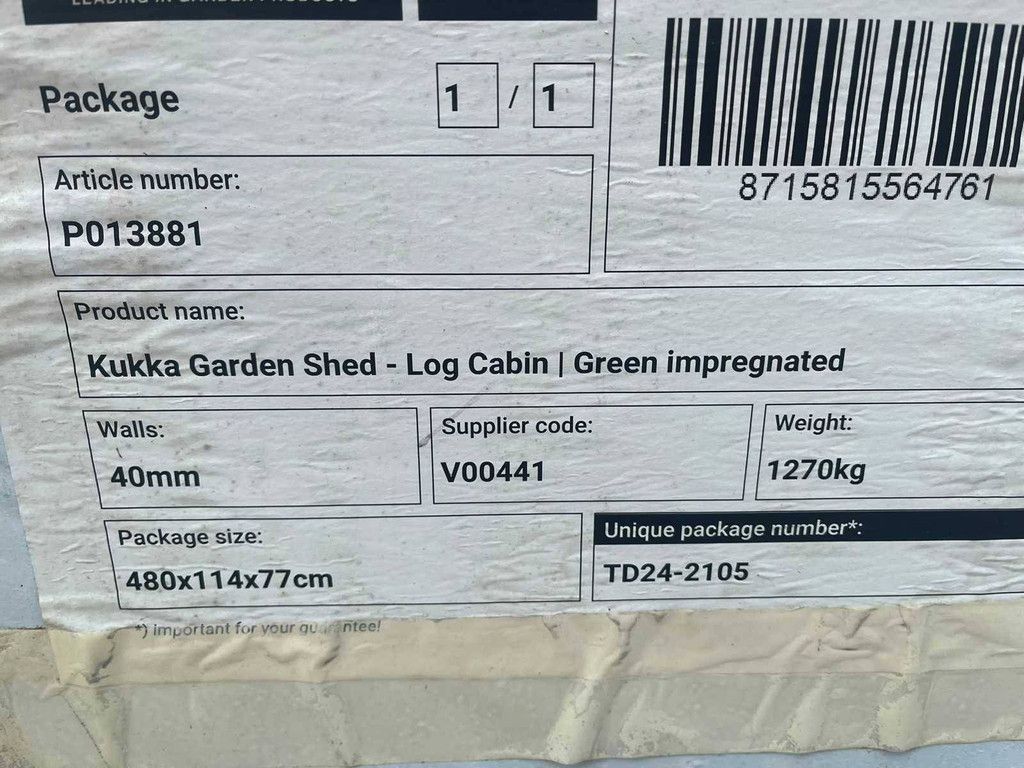 Log Cabin - Garden House Kukka 230x350x279cm (New)