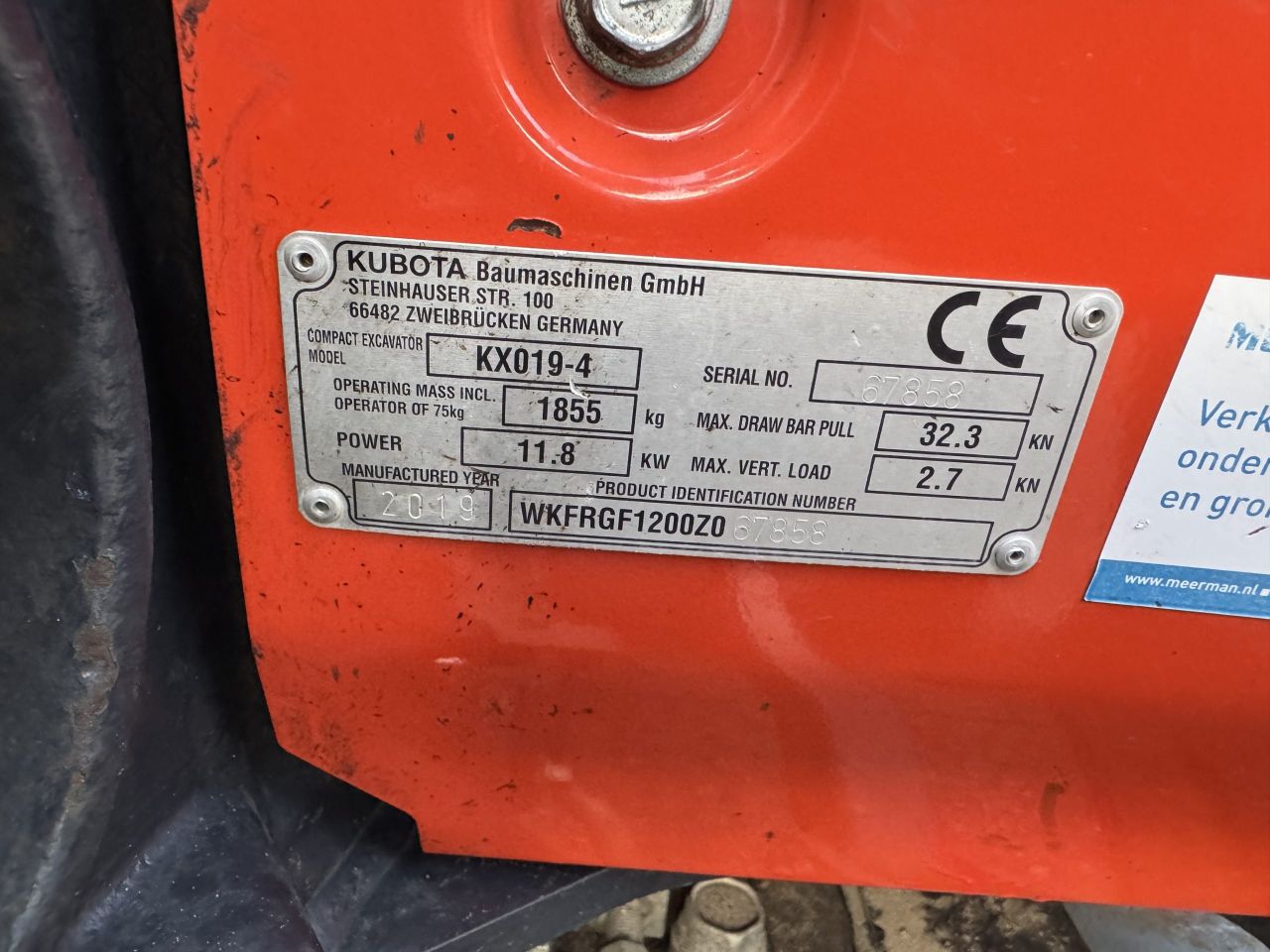Kubota KX019-4 minigraver / graafmachine / minikraan (2019)