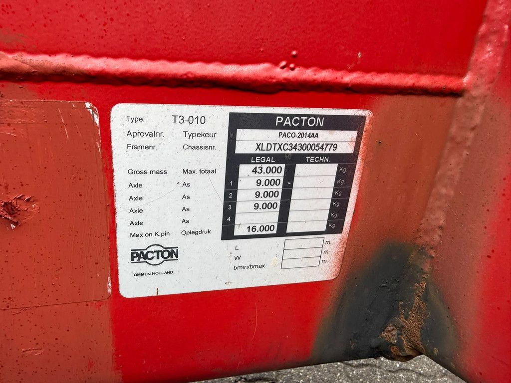 Pacton T3-010 2x20 40 45FT Extendable Liftas Trommelrem NL Trailer