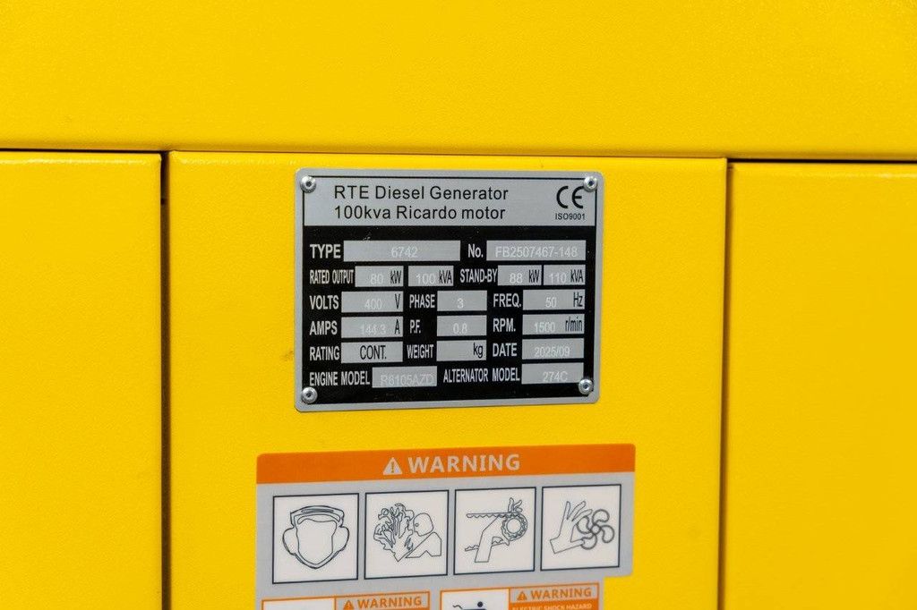 Generator RTE 6742 Diesel 100 kVA 2026 Neu
