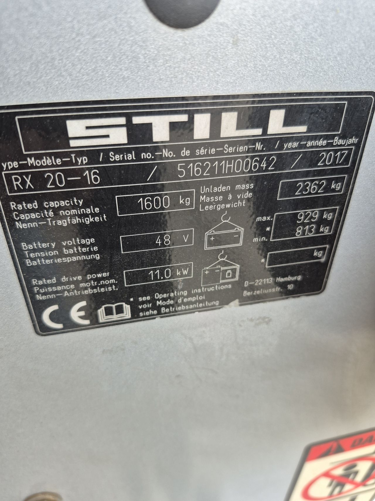 Still RX20-16 bj 2017 triplex sideshift 4.675 mmaccu dec 2022