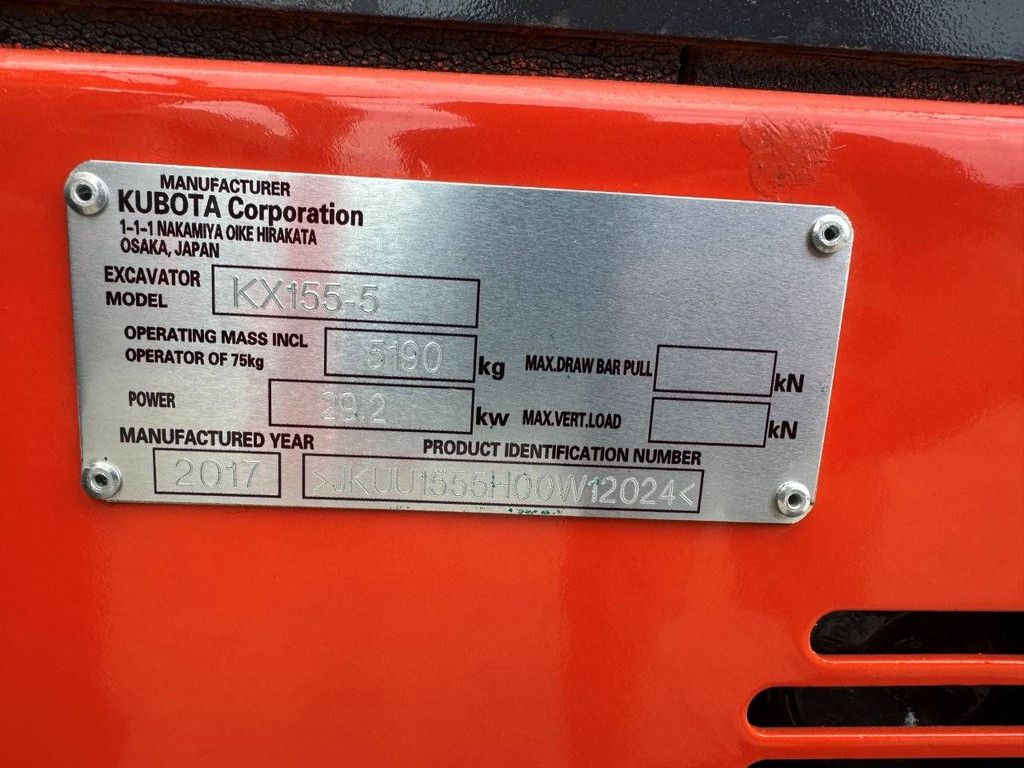 Crawler excavator Kubota KX155-5 Diesel 2017