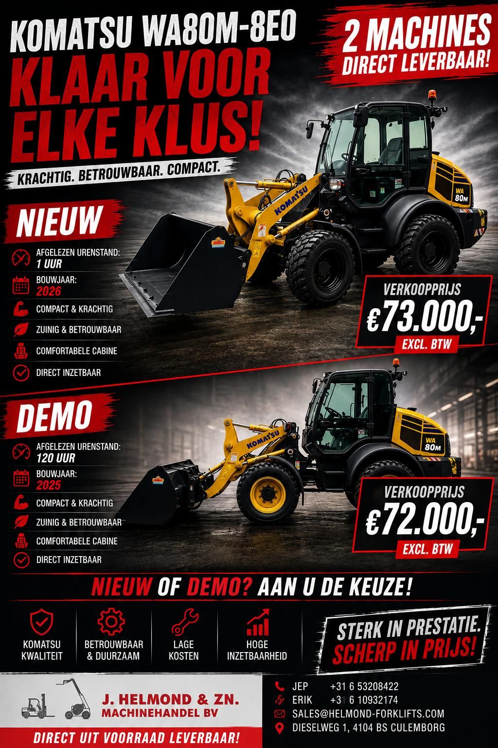 Komatsu WA80M-8E0 NIEUW / DEMO