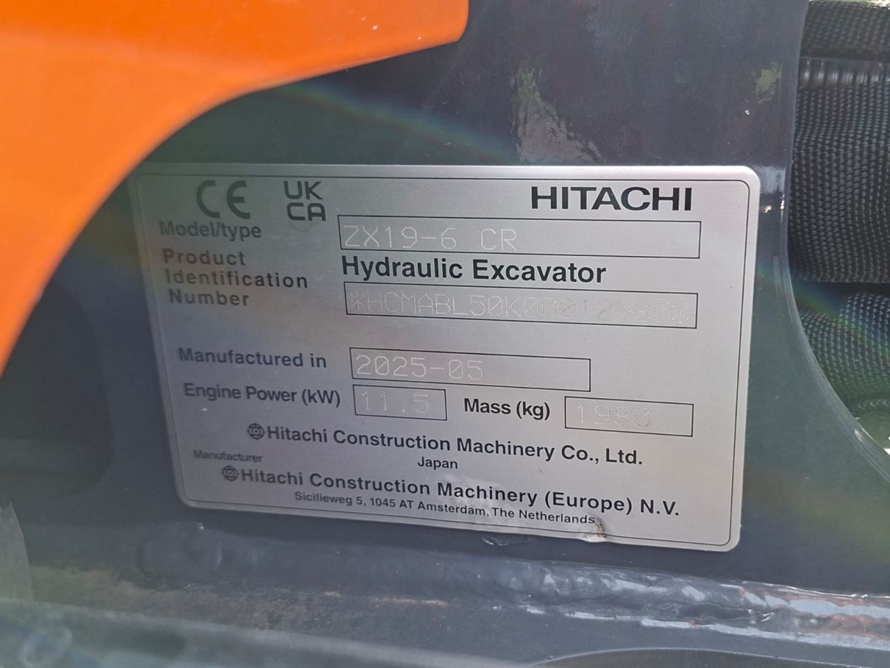 Hitachi ZX19-6 CR | bj 2025 | 79uur | Sloopsorteer functie
