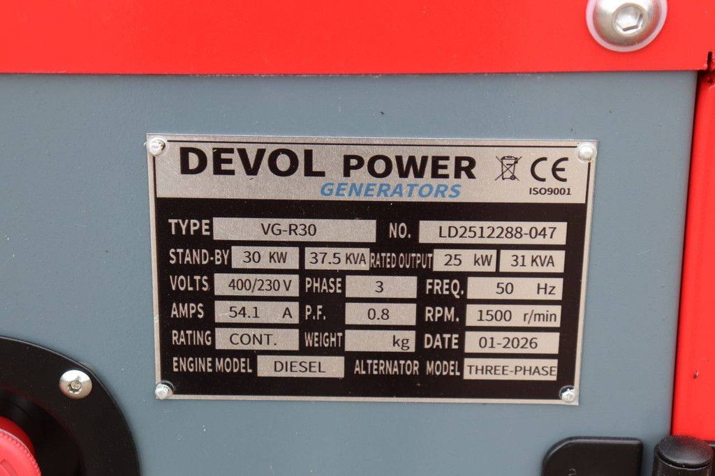 Generator Devol Power VG-R30 37.5kVA Diesel 2026 New