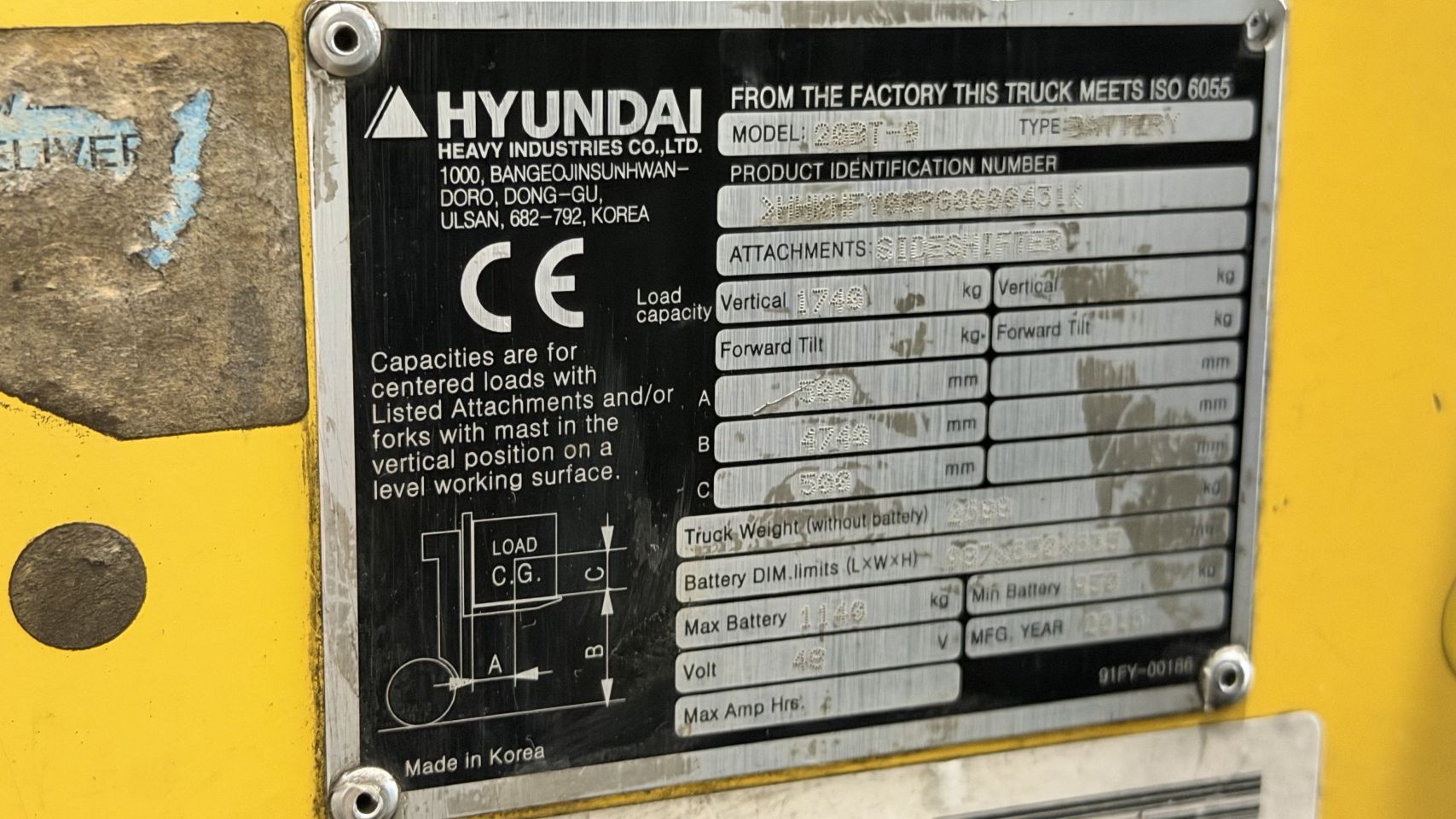 Elektrische heftruck Hyundai 20BT-9, Triplex, Sideshift