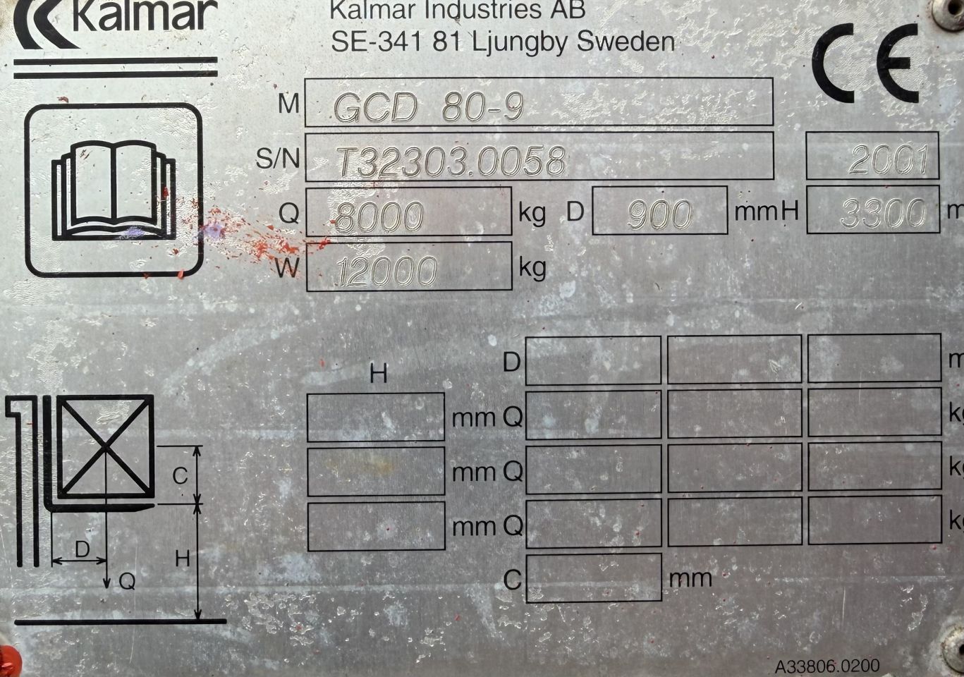 LPG heftruck Kalmar GCD80-9, Triplex, 8 tonner