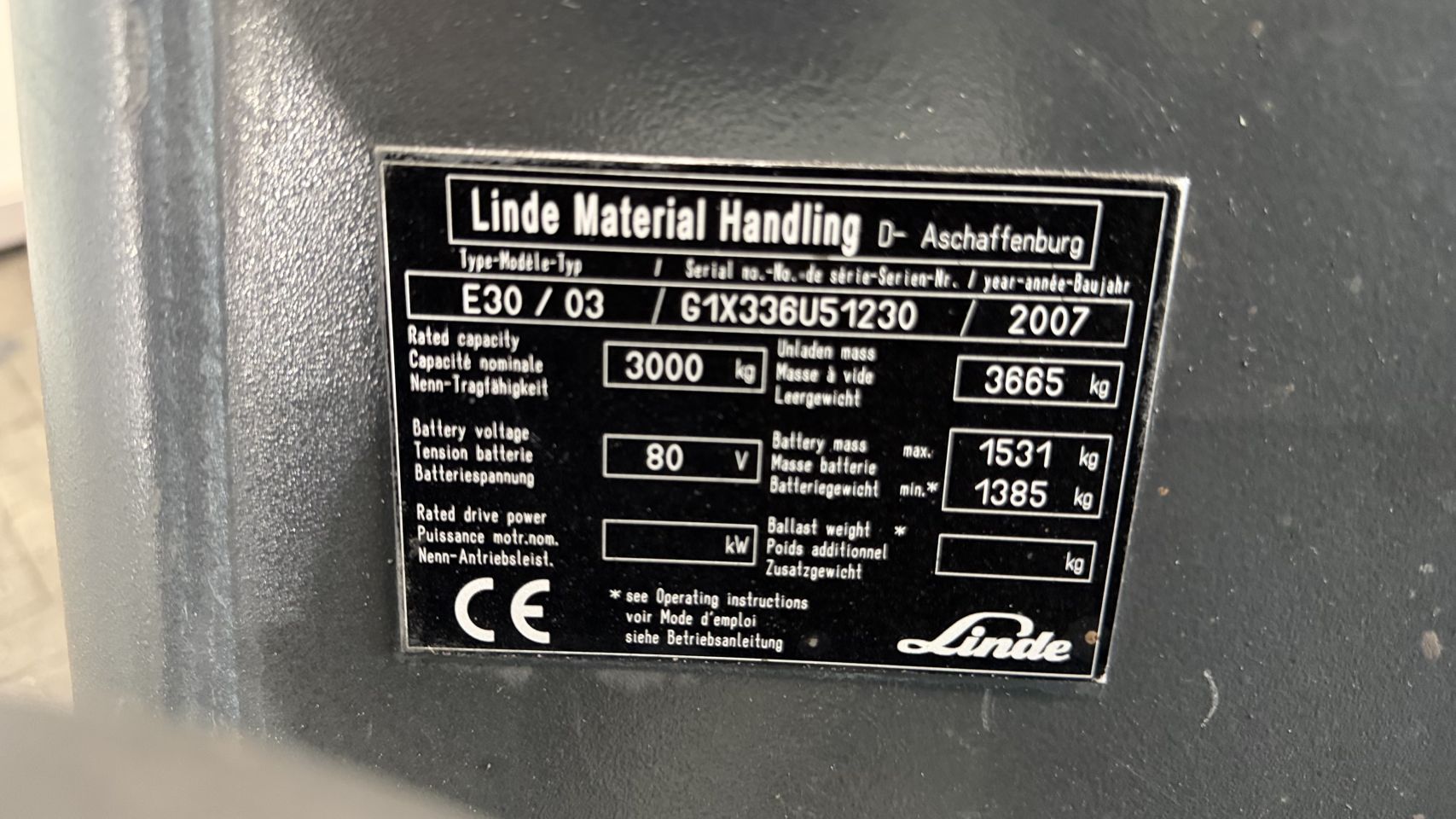 Elektrische heftruck Linde E30-03, Triplex
