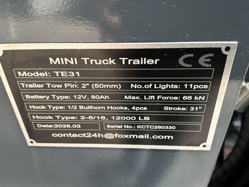 2026 GIYI TE31 Mini-Lkw-Anhänger mit Abschlepp-/Bergungsvorrichtung (unbenutzt)