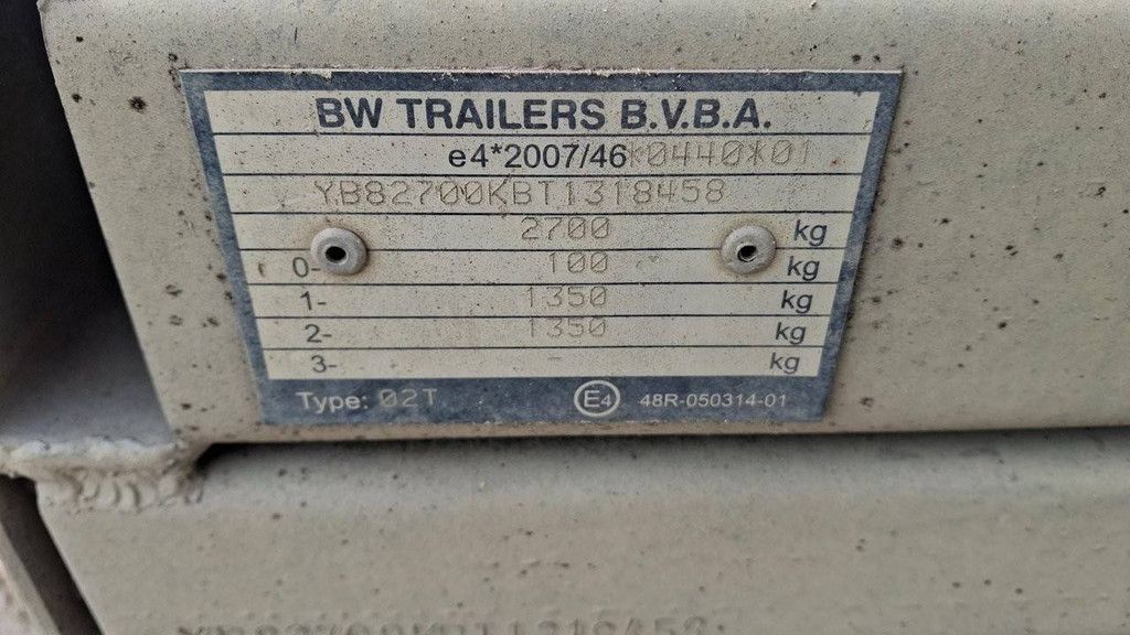 Kipper BW Trailers 02T 2700kg 3x1.80x0.70m