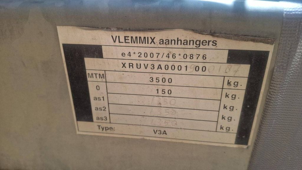 Machine transporter Vlemmix V3A 3500kg 4x1.80m