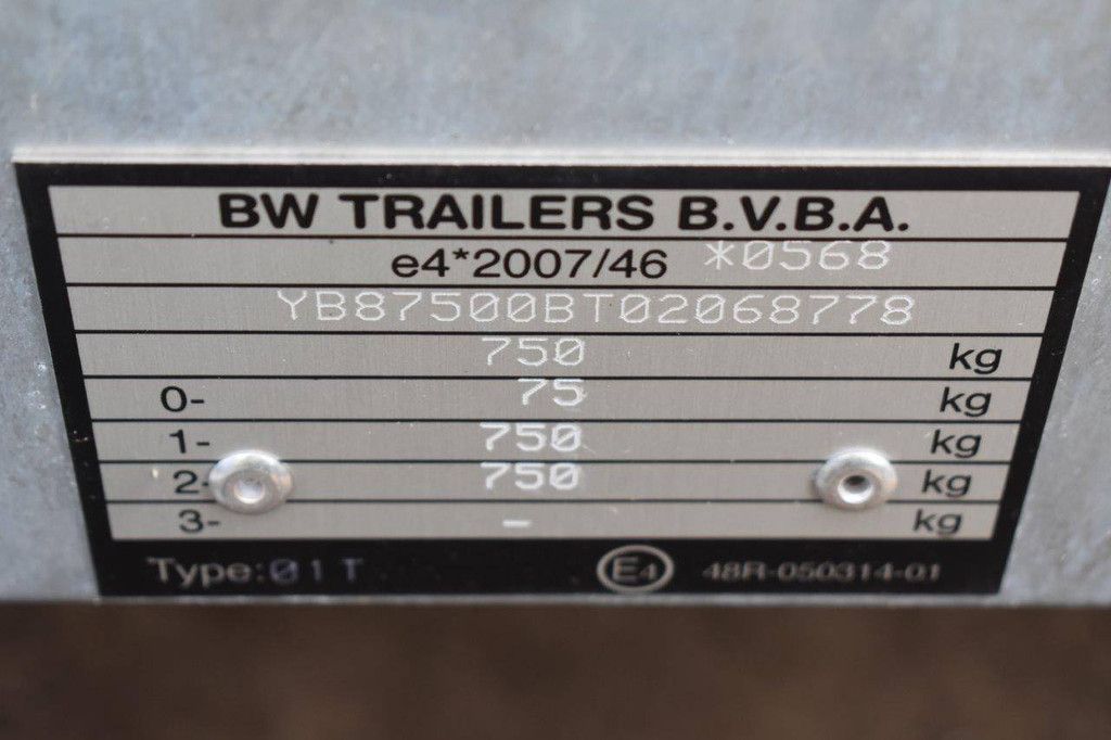 BW Trailers 750kg 250x150x100cm New