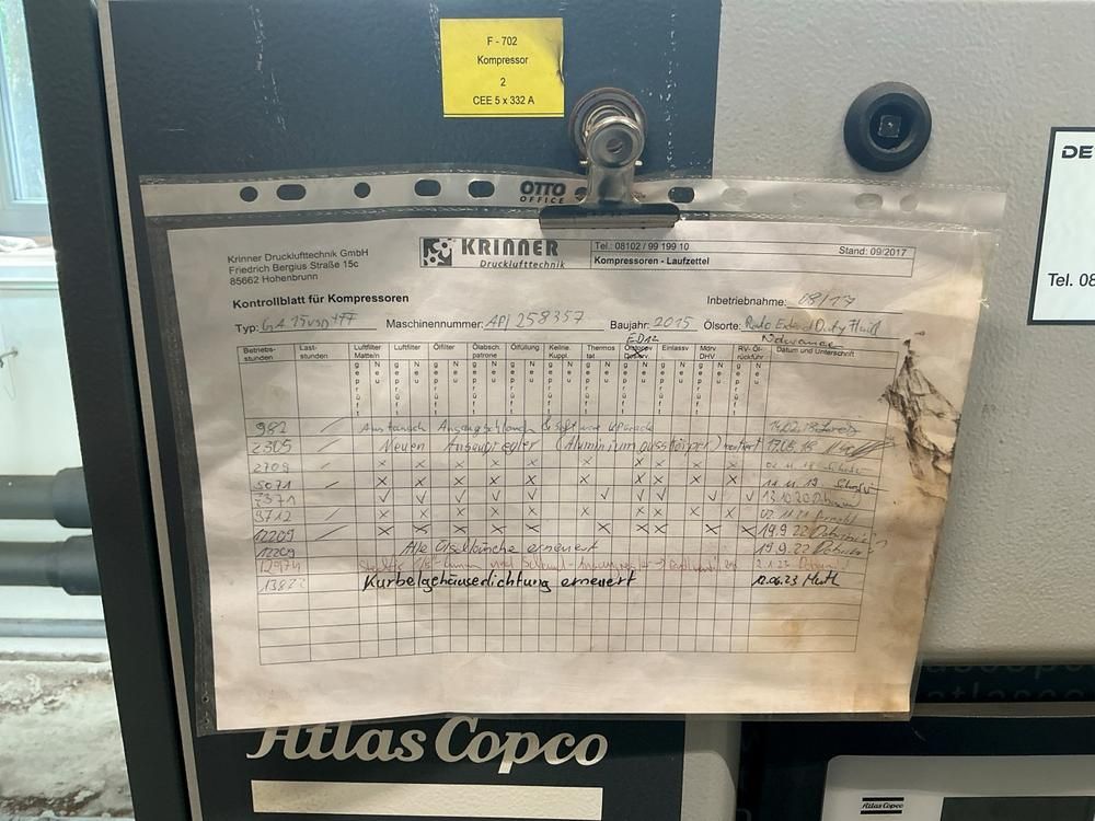 2015 Atlas Copco GA15VSD+ FF-Kompressor