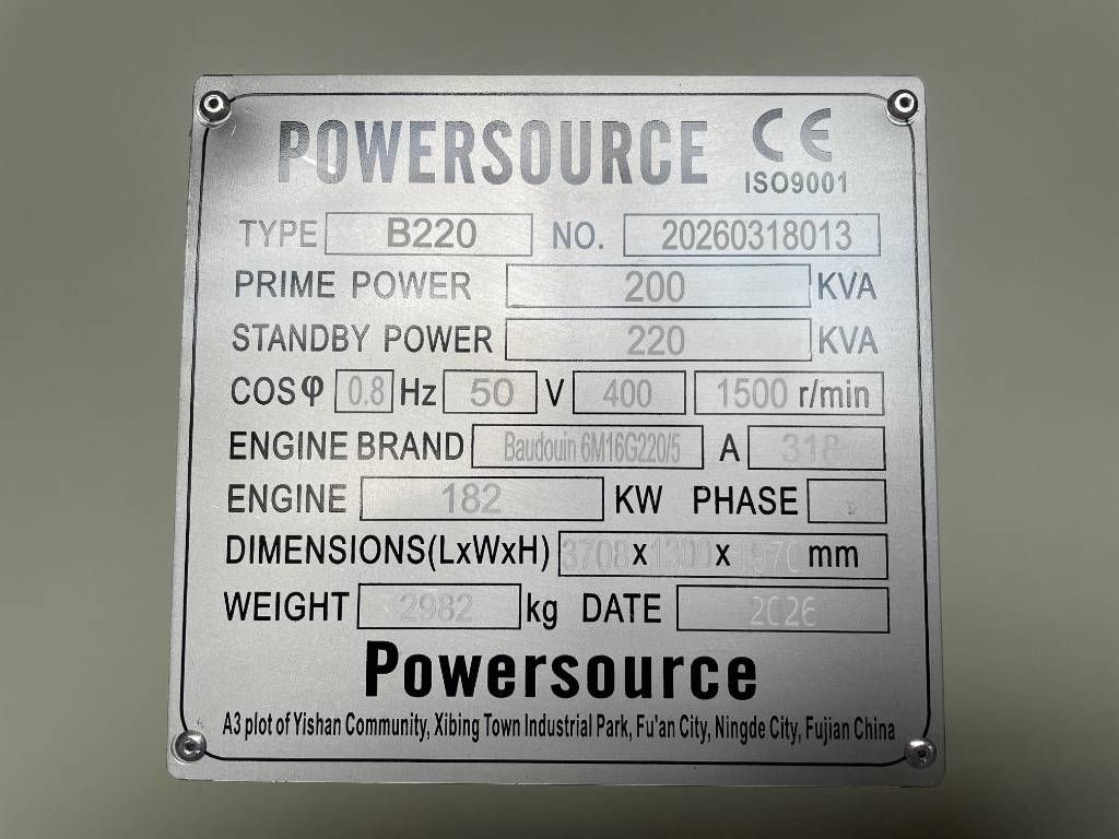 Baudouin 6M16G220/5 - 220 kVA Generator - DPX-19871